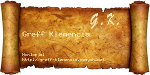 Greff Klemencia névjegykártya